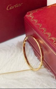 正品Cartier love Bracelet卡地亞 18k黃金色窄版無鑽手鐲/手鈪16碼 23年12月全套