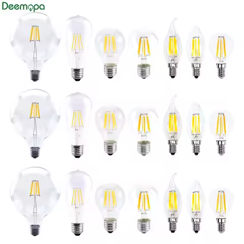 LED Filament Bulb E27 Retro Edison Lamp 220V 2W 4W 6W 8W E14 Vintage Candle Light Globe Chandelier L