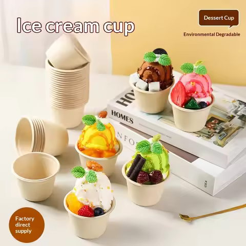 5/10/20/50pcs 5OZ Ice Cream Cup Environmentally Friendly Degradable Disposable Celebrity Dessert Pul