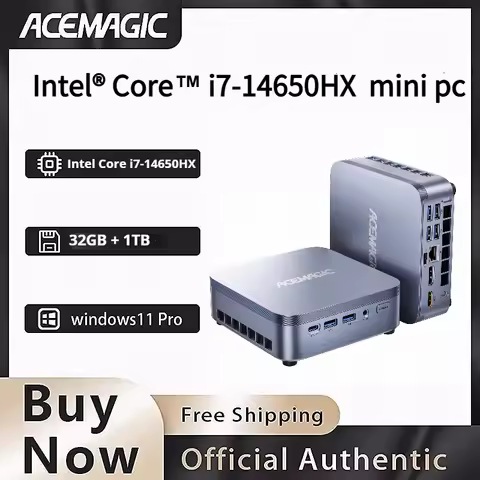 Intel Core i7-14650HX AI Mini PC 32GB DDR5 RAM 1TB NVMe SSD Gaming Workstation Windows 11 Pro 4K Tri