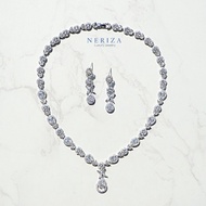 Neriza Jewelry/ชุดเครื่องประดับเพชรสังเคราะห์สร้อยคอ ต่างหู ประกายเทียบเท่าเพชรแท้ NSW062