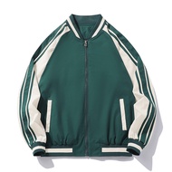 [M-5XL] Men's Plus-size Baseball Jacket Windproof Breathable Blazer Korean Casual Striped Jacket for Men