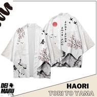Japanese Costume Outer Kimono Unisex Haori Tori To Yama Outer Cardigan - Standard, Haori