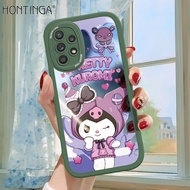 เคส Hontinga สำหรับ Samsung Galaxy A52 A53 A52S 5G A73 A72 A71 5G 4G เคสโทรศัพท์ซิลิโคนนิ่มหนังกระจก Kuromi น่ารักเคสป้องกันกล้องคลุมทั้งหมดฝาหลังกันกระแทกเคสนิ่มสำหรับเด็กผู้หญิง