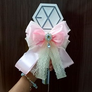 Pastel pink soft silk lightstick bow - Blackpink 2ne1 SNSD Twice aespa IVE G-idle Baby Monster light