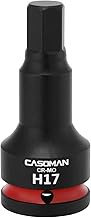 CASOMAN 3/4” Drive Large 17mm Impact Hex Bit Socket, One-piece H17 Allen Screwdriver Socket with Red