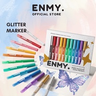 ENMY 12 Colours Set Glitter Marker Pens Shimmer Metallic Gold Silver Pearlescent Art Markers