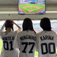 White striped baseball Jersey kpop aespa korea winter karina giselle ningning korean