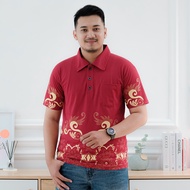 RED SKULL Kaos Kerah Polo Batik Solo Batik Bawah Ada Saku