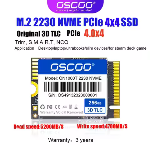 OSCOO Mini SSD 1TB M.2 2230 NVMe PCIe Gen4.0x4 SSD 512GB 3D NAND Flash SSD Support for Mini Pc Hard 
