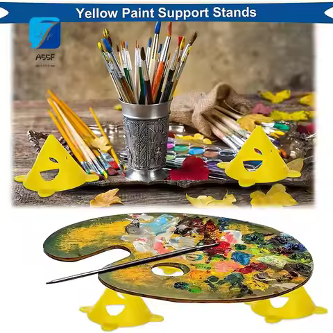 A55F-50 PCS Yellow Cone Canvas And Cabinet Door Risers, 3.5Inch X 2Inch Pyramid Stands, Acrylic Pain