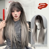 Fast Delivery From Bangkok Long Curly Wig Gray Color Lace In Front 65CM-70CM Very Natural Straight S