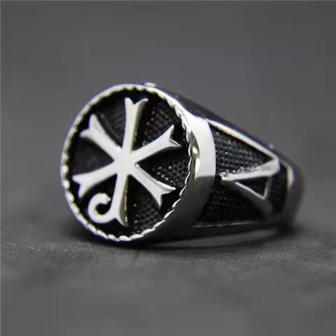 Size 7-14 Cool 316L Stainless Steel Fashion Jewelry Cross Ace Ring Vintage Man's Ladies Cross Ring