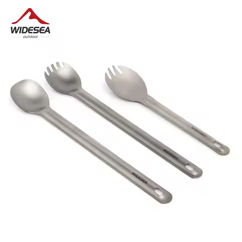 Widesea Camping Titanium Spork Spoon Outdoor Lightweight Fork Tableware Portable Picnic Hiking Trave