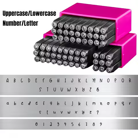 Uppercase/Lowercase Metal Stamping Kit Number/Letter Stamp (A-Z,a-z,0-9) 1/8" (3mm) Decorative Font 