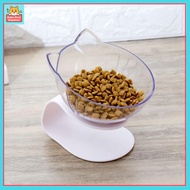 GQBN44V3 Plastic Tilted Raised Posture Cat Food Bowl Anti-Skid Design White Pet Bowl Easy To Clean Raised Stand Design
