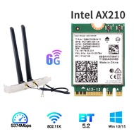 【 网络配件 】Tri Band 5374Mbps  6E Intel AX210 M.2  Wireless Card Bluetooth 5.2 802.11ac/ax AX210NGW With 6dbi Antennas For Win 10
