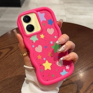 Casing hp For VIVO Y16 Y35 5G Y56 5G Y02s Case Candy Star Handphone Cream Texture Wavy Edge Macaron 