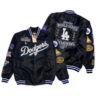JUMPSHOT Varsity Jacket Baseball Los Angeles Dodgers Men Premium Black Full EmbroideryWanita