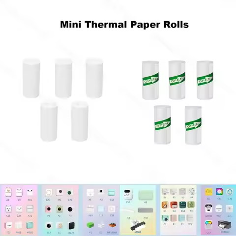 5 Rolls Thermal Printer Paper 57mm Roll Mini Rolls Stickers For Paperang P1/P2/P3 PeriPage A6/A9 Ser