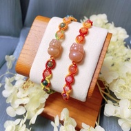 金太陽石迷你貔貅立體雕刻編珠手鍊