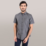 KEMEJA LGS - Men's Casual Shirt - Short Sleeve - Plain Pattern - Grey - Slim Fit - JSH.391.S1109F.87
