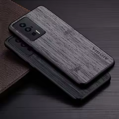 Case for Poco F5 Pro Redmi K60 Pro 5G Funda Bamboo Wood Pattern Leather Cover Luxury Coque for Xiaom