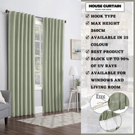 B11 Ready Made Curtain / Green Sage BLACKOUT CURTAIN For Door/Window READY MADE CURTAIN (FREE HOOK)