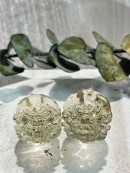 ($288/2)手功雕黃水晶龍龜擺件 /一對賣（3.2L x 2.2W x1.6H cm)