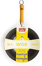 School of Wok "Wok Star Non-Stick Carbon Steel Wok, Silver, 10.5-Inch