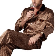 Pajamas Set Long Sleeve Vintage Plus Size Turn-down Collar Men Nighty Set for Sleeping