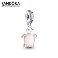 Pandora Sea turtle sterling silver dangle with frosted dichroic pink Murano glass regal purple and phlox pink crystal เครื่องประดับ ชาร์ม ชาร์มสีเงิน สีเงิน ชาร์มเงิน เงิน ชาร์มสร้อยข้อมือ ชาร์มแพนดอร่า แพนดอร่า