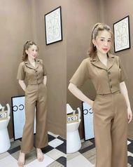 [Voucher 50k Freeship Max 0 đồng toàn quốc] Set bộ áo vest quần dài set bộ áo vest nút chéo quần dài