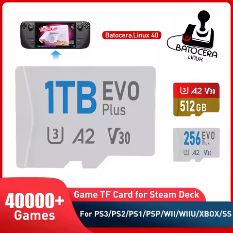 Kinhank Game Card for Steam Deck Handheld Latest Batocera 40 System 40000+ Retro Games for PS3/PS2/P