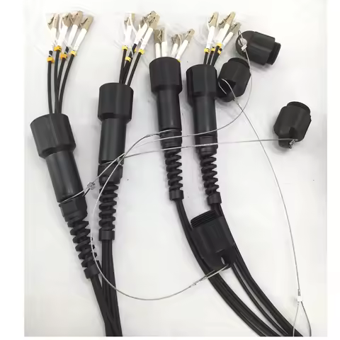 100M,MM 8C OM2 OM3-150 OM3-300 OM4 2*4C PDLCUPC 5.0mm TPU Outdoor Tactical Armored LC Fiber Optic Pa