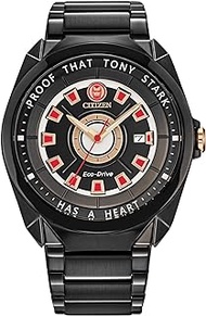 'Citizen Eco-Drive Men's Tony Stark I Love You 3000'' Black IP Stainless Steel Watch, 3-Hand Date, Luminous, 43mm'