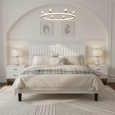 HOOMIC Twin/Full/Queen/King Size Velvet Upholstered Bed Frame with Elegant Vertical Channel Tufted H