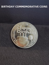 1入組單色金屬生日蛋糕紀念幣（附亞克力保護盒），便攜式生日裝飾品收藏品派對禮物，適用於家人/朋友/情侶的生日禮物