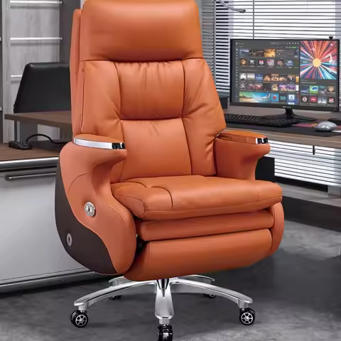 /Modern Office Chair Electric Massage Luxury Ergonomic Executive Footrest Boss Chair Comfortable Sil