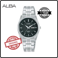 VJ23-X007BSS (AN8039X1) ALBA PRESTIGE Ladies Original Brand New Quartz Analog Black Dial Sapphire Crystal Steel Watch