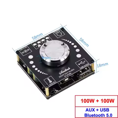 XY-AP100L 2*100W Bluetooth Power Amplifier Board 5.0 Digital AUX 2.0 CH Stereo Home Music Speaker Wi