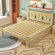 Solid wood bed Storage Bed Frame 1-1.5m household double bed master bedroom economy Solid Wooden Foldable Bed Single Bed Frame Bed Frame Bed Frame With Mattress Tatami Bed Frame