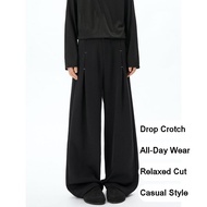 MoveDing Elevate Your Style: Men's Comfortable Wide Leg Black Pants