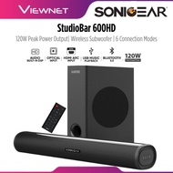 SONICGEAR STUDIOBAR 600HD AIRBASS SOUNDBAR WITH WIRELESS SUBWOOFER 120W MAX OUTPUT BLUETOOTH 5.0 DSP