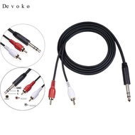 [Devoko] 6.35 mm to 2RCA Cable Splitter Cable Interconnect 35 mm for Gold- DJ Stereo Cable