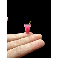 Handmade Miniature Bandung Rose Syrup Milk drink, Iced Bandung, Singapore Hawker center drink, resin