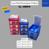 SHINPO - Mini Container 3 (2+1) Storage DrawerFelicia, 4 (3+1) layers, and 5 (4+1) stack Shinpo Draw