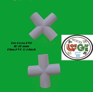 Tee Cross sambungan fitting konektor pipa pvc side tee palang elbow 4 arah warna putih & abu-abu way