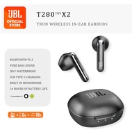 【3 Months Warranty】JBL True Wireless In-Ear Earbuds T280TWS X2 Bluetooth Earphone for IOS/Android/Ipad Built-in Microphone Call Earbuds IPX4 Waterproof Bluetooth Headset Subwoofer Stereo JBL Bluetooth Earbuds