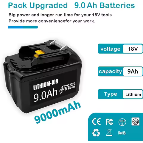 18V 9.0Ah Rechargeable Battery, for Makita Tool BL1830B BL1840 BL1840B BL1850 BL1850B 18650 Battery